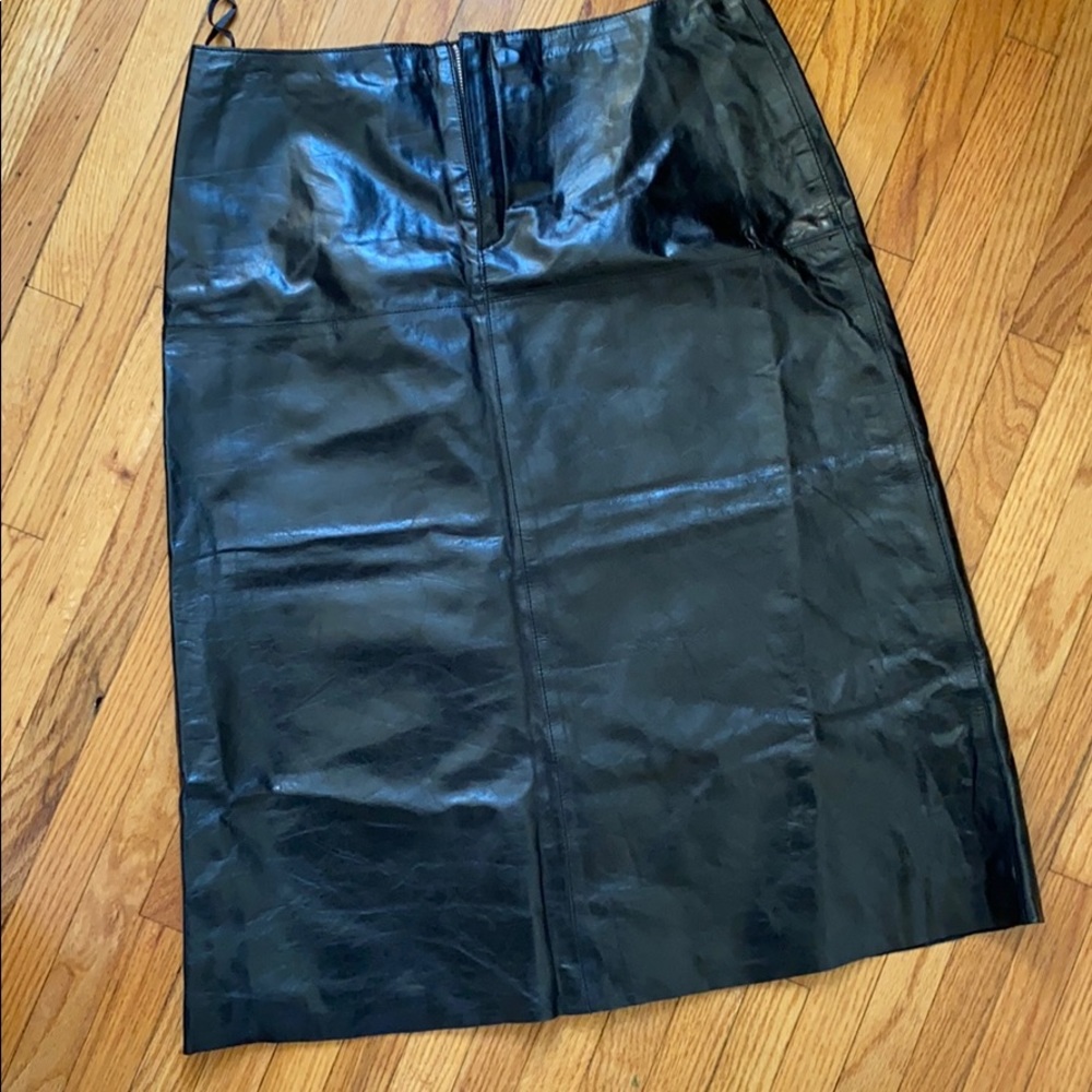 Women’s black leather skirt from late ‘90’s, early 2000’s.